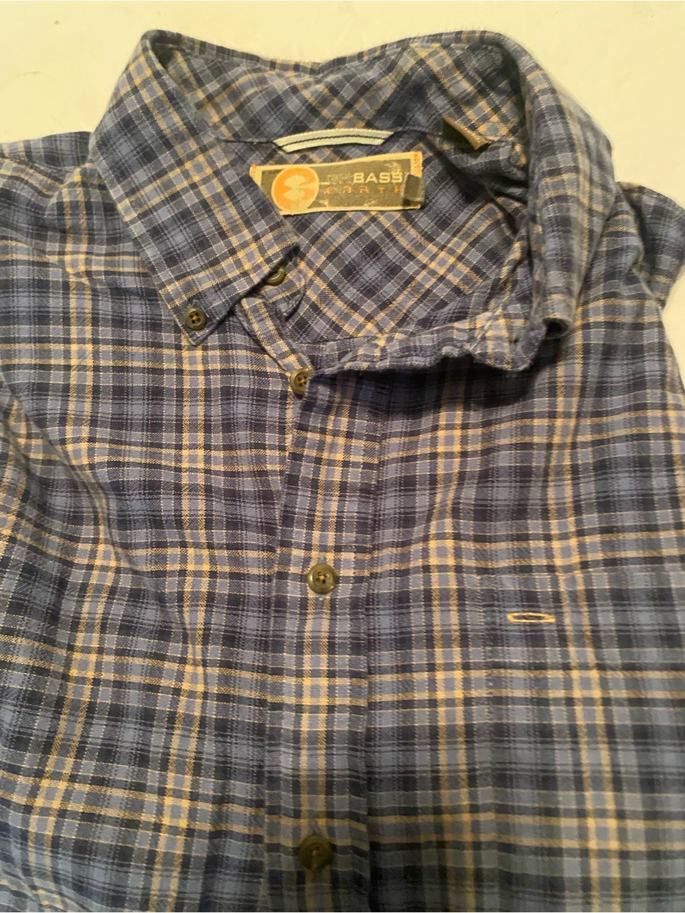 Bass Men’s Blue and Yellow Plaid Button-Down Shirt